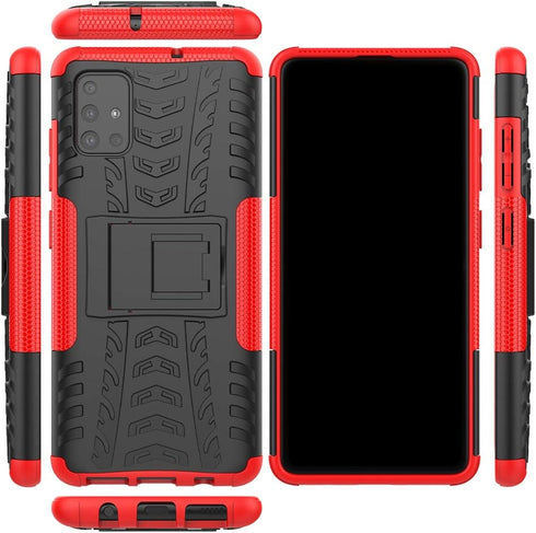 Asuwish Phone Case for Samsung Galaxy A51 4G with Tempered Glass Protector, Heavy Duty Rugged Cover, Red