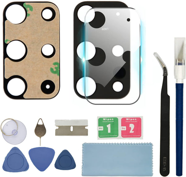 2pcs Rear Camera Glass Lens Replacement with Adhesive, Repair Toolkit & Back Camera Cover for Samsung S20 Plus