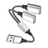 USB A Splitter, USB A Male to 2 Female USB Y Splitter, USB Splitter 1 in 2 Out for Charging and Data Transfer for