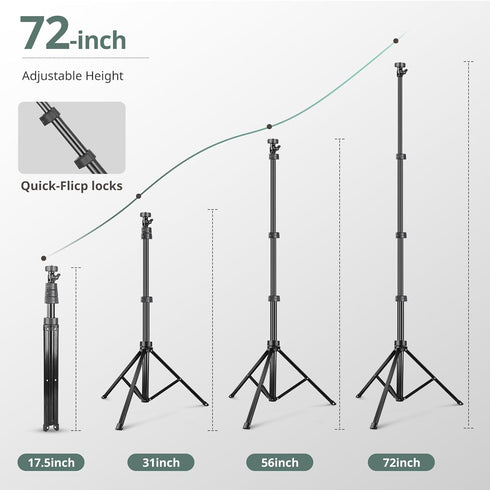 SENSYNE 72" Phone Tripod - Extendable Cell Phone Tripod Stand with Wireless Remote and Phone Holder, Compatible with