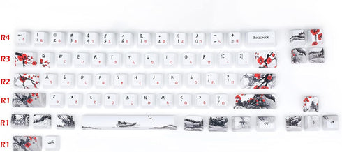 MOLGRIA Keycaps Set, 71 Custom PBT OEM Profile Keycaps with Japanese Font and Keycap Puller for Cherry MX 71/61 60