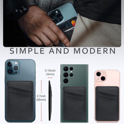 Phone Card Holder for Back of Phone, Leather Phone Wallet Stick On, Credit Card Holder for Phone Case Compatible with