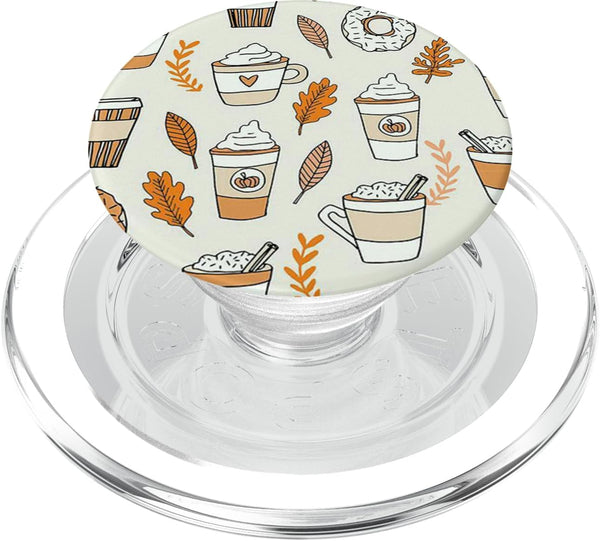 Pumpkin Spice Latte Fall Leaves Holidays Coffee Donuts PopSockets PopGrip for MagSafe