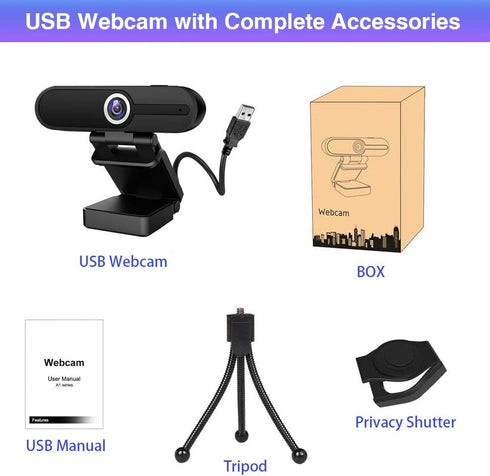 HDZIYU 4K 8MP Webcam with Microphone and Tripod, USB Web Camera for PC and Laptop, Widescreen for Video Calling