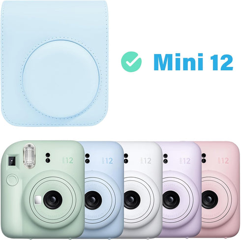 Rieibi Camera Case Compatible with Fuji Instax Mini 12, Carry Case for Fujifilm Instax Mini 12 Instant Camera - Pastel