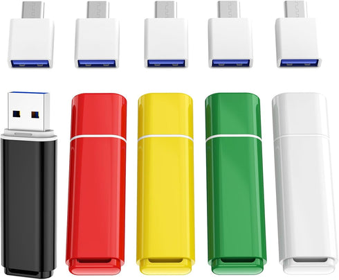 ABLAZE 8GB USB 2.0 Flash Drives 5 Pack with Type C Adaters, Thumb