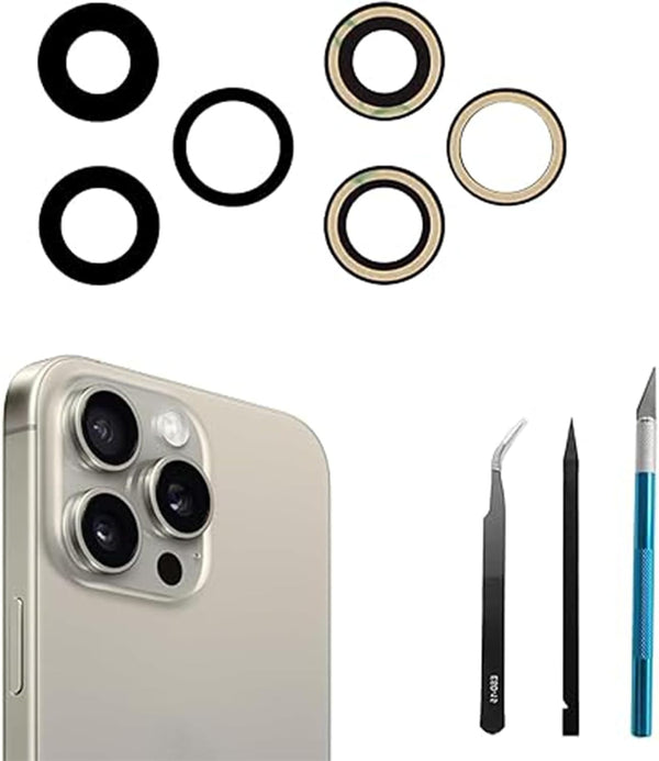3pcs/Set Rear Camera Lens Replacement for iPhone 15 Pro, Glass Replacement with Pre-Installed Adhesive