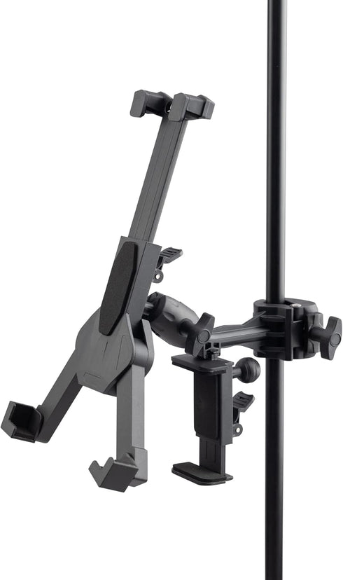 On-Stage TCM1500 Tablet/Smartphone Holder, Clamp Mount, Nonslip Padding, Adjustable Angle for Tablets and Smartphones