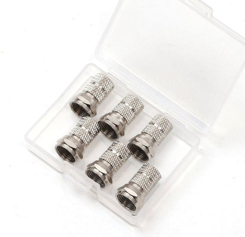 PENTA ANGEL RG6 F-Type Twist-On Coaxial Cable Connector Adapter Plug, 6PCS (Silver)