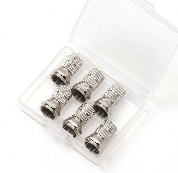 PENTA ANGEL RG6 F-Type Twist-On Coaxial Cable Connector Adapter Plug, 6PCS (Silver)