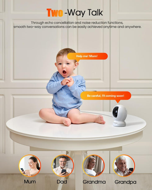 usogood 4MP/2K Indoor Security Camera, 360° Dog Camera with Auto Motion Tracking, Night Vision, 2-Way Talk