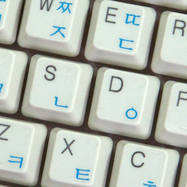 4Keyboard Korean Keyboard Labels Layout ON Transparent (Clear) Background with Black, Blue, Green,