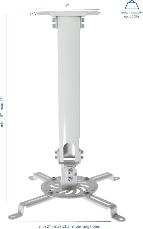 VIVO Universal Extending Ceiling Projector Mount, Height Adjustable Projection, White, MOUNT-VP02W