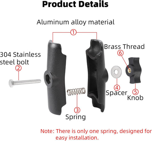 FPN 1" 1" (3.54" Aluminum Alloy Double Socket Arm Compatible with RAM Mounts B Size Ball Components, Fits Industry All