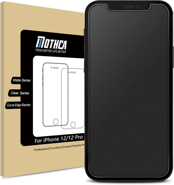 Mothca Matte Glass Screen Protector for iPhone 12 Pro/12 - Anti-Fingerprint, Anti-Glare, Bubble-Free, Easy Install.
