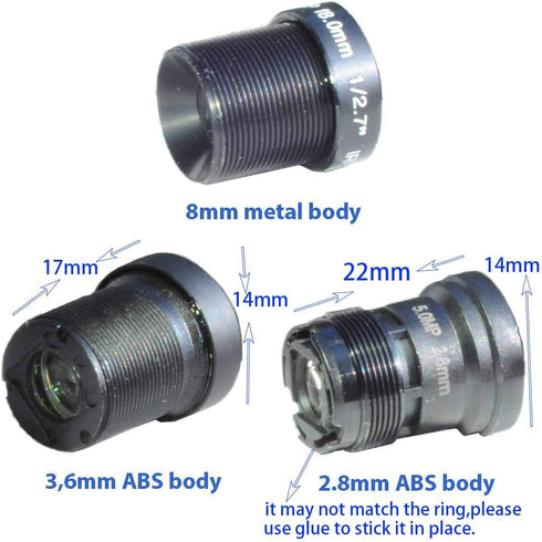 BlueFishCam 1/2.7" 2.8mm,3.6mm 8mm - & Lenses Kits for CCTV Cameras Security Camera