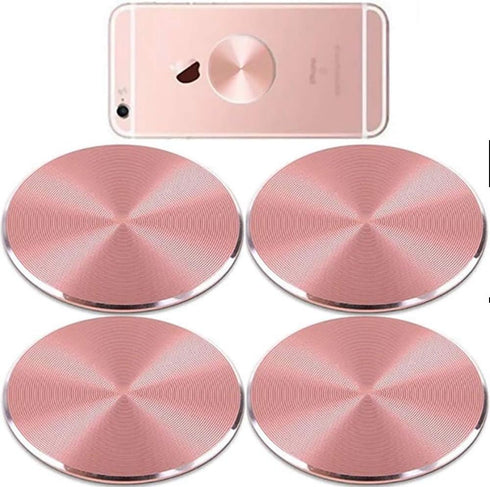 SALEX 4 Pack Cute Pink Metal Plates Set for Magnetic Car Mount - Rose Gold Round Discs Without Holes for Phone Holder