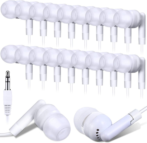 Kanayu 100 Pack Wired Earbuds, White Ear Headphones for Classroom, No Microphone with 3.5 MM Jack for Kids