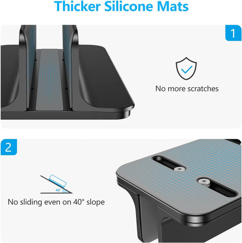 OMOTON Vertical Laptop Desktop Stand Holder with Adjustable Dock Size, Aluminum, Fits All MacBook, Surface, Chromebook