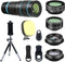 Phone Camera Lens Kit, 6 Lenses + LED Light + Remote Shutter + Tripod for iPhone & Android