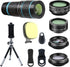 Phone Camera Lens Kit, 6 Lenses + LED Light + Remote Shutter + Tripod for iPhone & Android