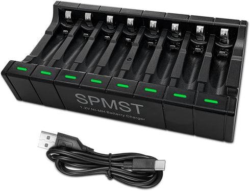 SPMST AA AAA Battery Charger, Suitable for 1.2V Ni MH Batteries, 5V 2A