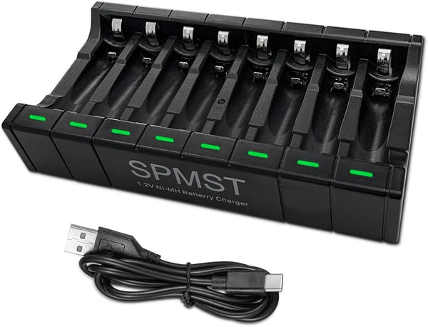 SPMST AA AAA Battery Charger, Suitable for 1.2V Ni MH Batteries, 5V 2A