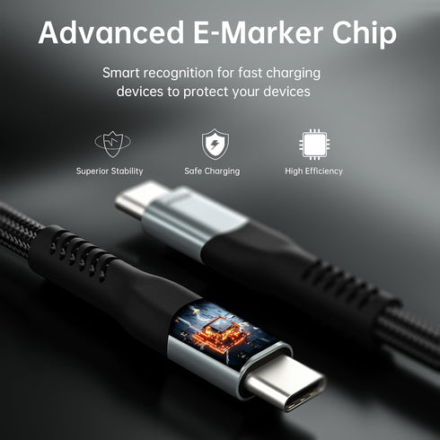240W USB 4 Cable 6.6ft, Supports 8K@60Hz HD Display & 40Gbps Data Transfer, USB C to USB C Fast Charging for iPhone 15/Pro/Plus/Pro Max, Samsung Galaxy, Hub, Docking Station, Monitors and More