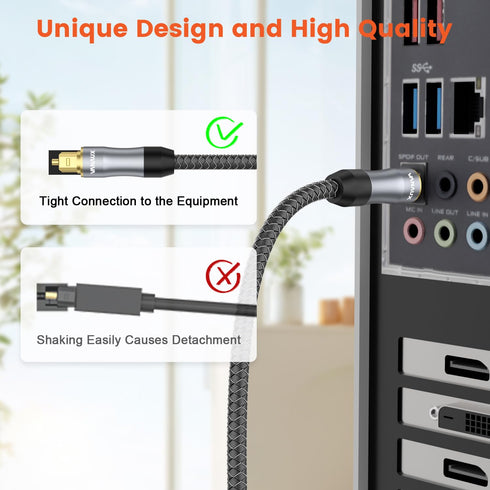 Cable,24K (2ft/0.6m) VANAUX Toslink to Mini Toslink Digital Optical Cable,S/PDIF Fiber Optic Audio Gold Plated