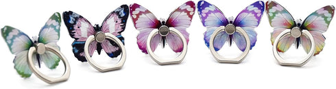 Cute Butterfly Phone Ring Holders, 5 Packs Cell Phone Ring Stands, 360 Degree Rotation Smartphone Kickstand for Desk