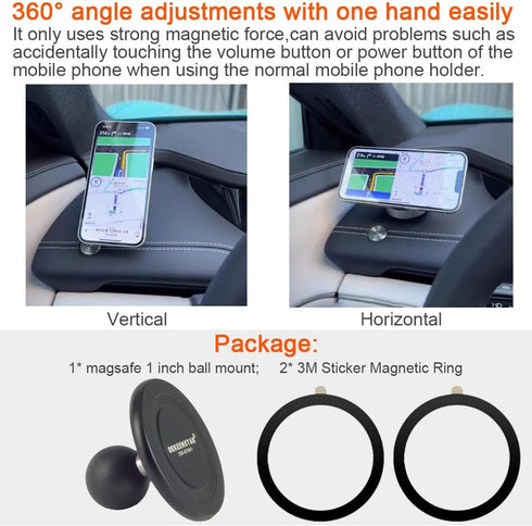 DEKEENSTAR 1 inch 17/16/15/14/13/12 Magnetic Phone Holder Base with B Size Ball for Magsafe iPhone Compatible with RAM