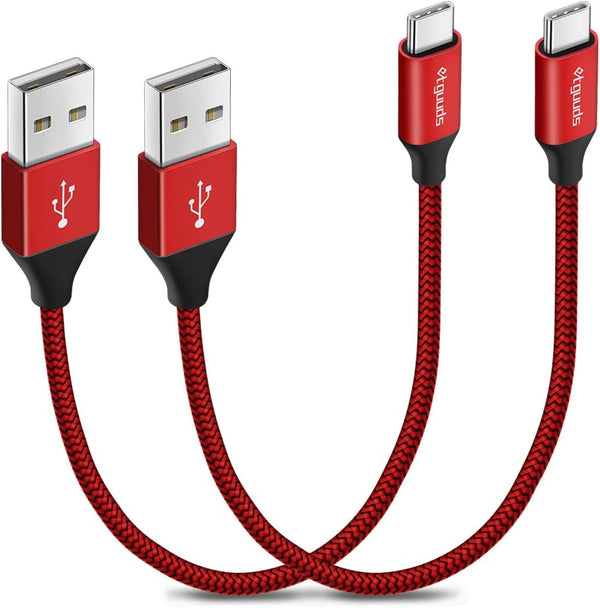 etguuds 2-Pack Short USB C Cable 1ft, 4.2A Fast Charging, Nylon Braided, Compatible with Samsung Galaxy S20, S10, Note