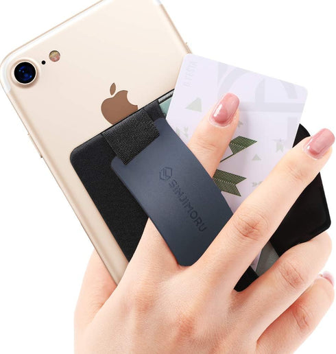 Sinjimoru Phone Grip Card Holder with Phone Stand, Secure Stick on Wallet