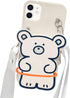 SGVAHY Cute iPhone 13 Wallet Case - Kawaii Bear White, Soft Silicone, Shockproof, with Strap Lanyard & Coin Purse.