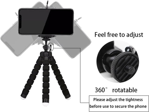 Tatibana Mini Tripod,Sponge Tripod with Phone Holder Flexible Bracket with Wireless Remote and Smartphone Clamp