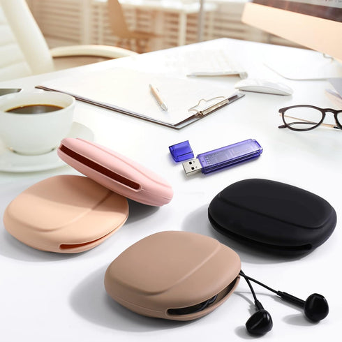 4 PCS Headphone Organizer and Silicone Cable Ties, Pouch for Storing Earbuds, USB Flash Drive, Keys, Cord Management