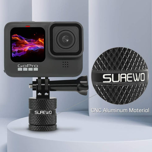 Aluminum 1/4 inch 20 Camera Mount, 360 Degree Rotation Tripod Mount Adapter Compatible with GoPro Hero 12 Black, Hero 11/10/9/8/7/6 Black,DJI Action4/3, Xiaoyi 4K and Other Standard 1/4 Accessories
