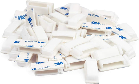 Cable Clips 3M Adhesive, Multipurpose Wire Clamps for Cable Management, 50 Pack with 10 Reusable Ties