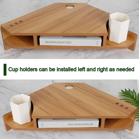 Triangle Monitor Stand Riser, Cut Triangle Desktop Corner Shelf with Drawers, Wooden Computer Stand with Storage for