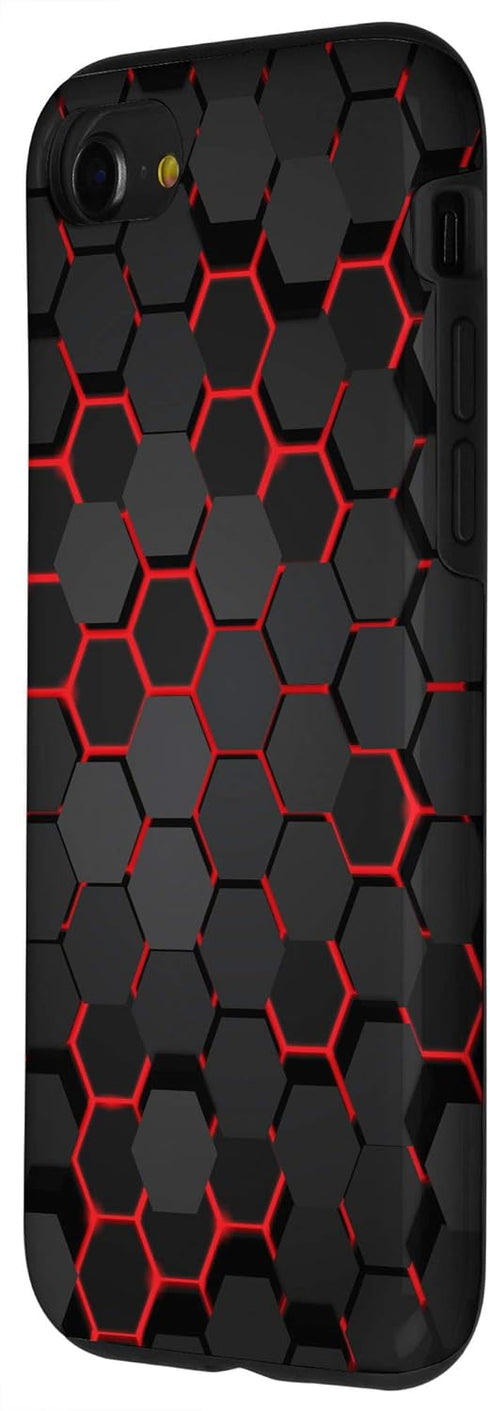 iPhone SE (2020) / 7 / 8 Cool Red and Black Geometric Hexagon CellPhone Phone Case