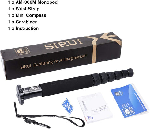 SIRUI AM-306M Camera Monopod, 6-Section, 15.6-61.4 inches, Aluminum Alloy, Lightweight Portable Travel Monopod