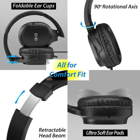 18 5.5M 3.5mm Ft / Extra Long Cord Headphones for TV & PC with Volume Control, Extension Spring Coiled Cord, AUX