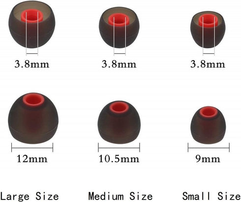 Replacement Ear Tips Earbuds Silicone Buds for Senso, Otium, Hussar Bluetooth Headphones, 6 Pairs, S/M/L
