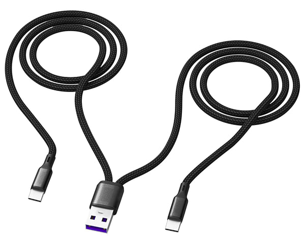 Multi USB C Cable 4FT, 2 in 1 Multiple Type C Charging, 3A Dual Splitter USB A to Double USB C Port