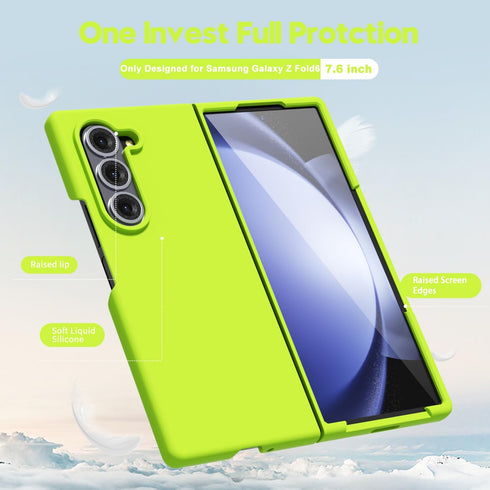 oakxco Liquid Silicone Phone Case for Samsung Galaxy Z Fold 6, Neon Bright Solid Color, Thin Slim Soft Rubber Gel