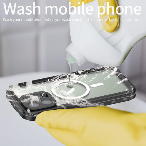 Waterproof Case for iPhone 14 Pro Max, Black, Snowproof & Shockproof with Built-in Screen Protector