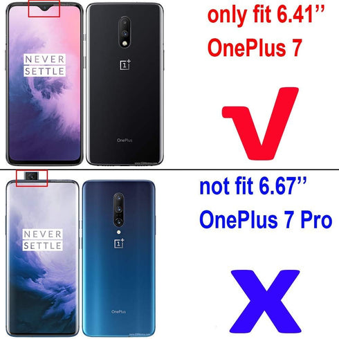 OnePlus 7, OnePlus 6T Case (Red) - Metal Ring Grip Kickstand Shockproof Hard Bumper, Dual Layer Rugged Cover