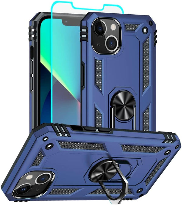 Aozuoton Military Grade Shockproof Phone Case for iPhone 13, Blue