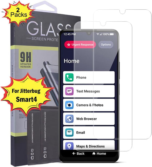 Nakedcellphone 2x Tempered Glass for Jitterbug Smart4 / TCL 40XL, 9H Hard Clear Screen Protector Guard