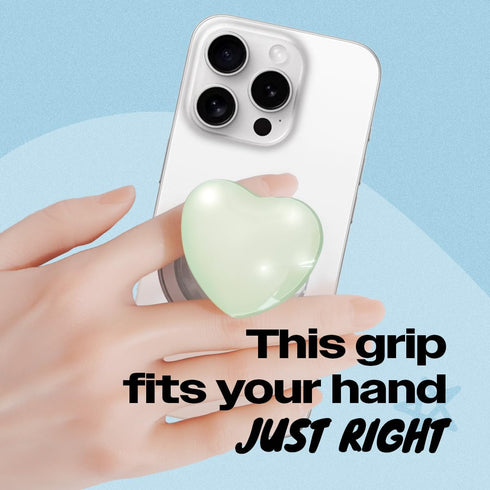 On The Grip OnTheGrip Compatible with Magsafe Magnetic Cute Glass Heart Design Collapsible Mobile Phone Grip Stand